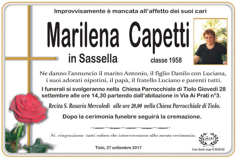 necrologio Capetti Marilena