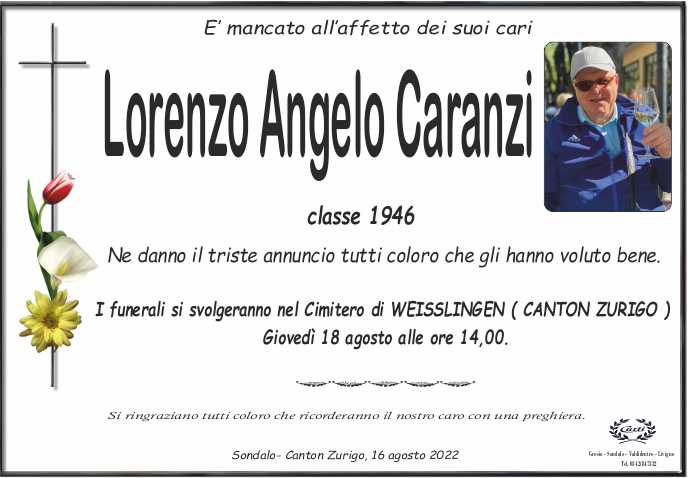 necrologi caranzi lorenzo angelo