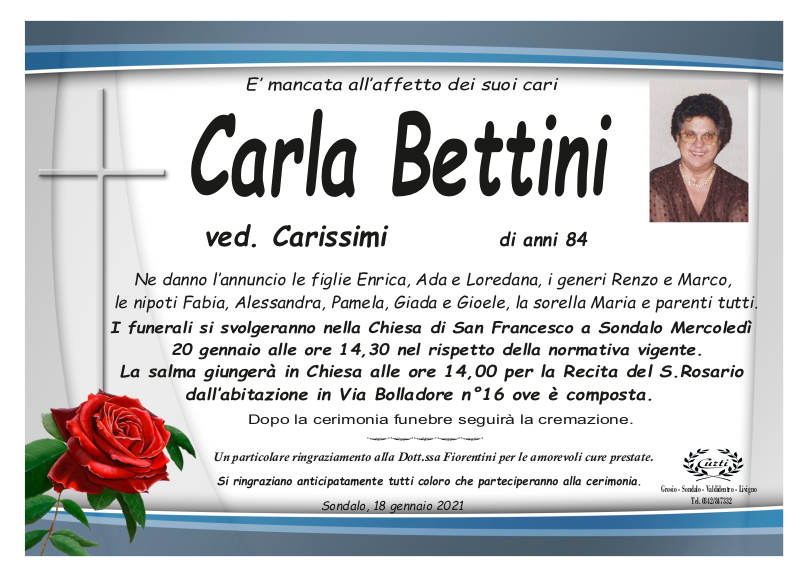 necrologio Bettini Carla