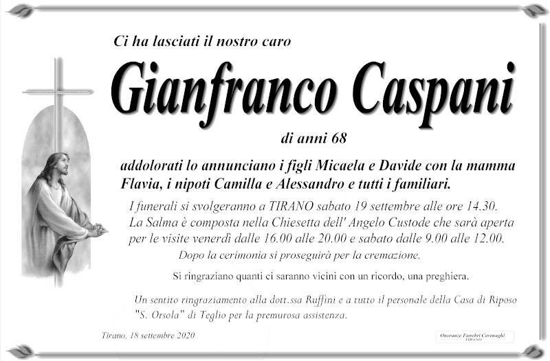necrologio Caspani Gianfranco
