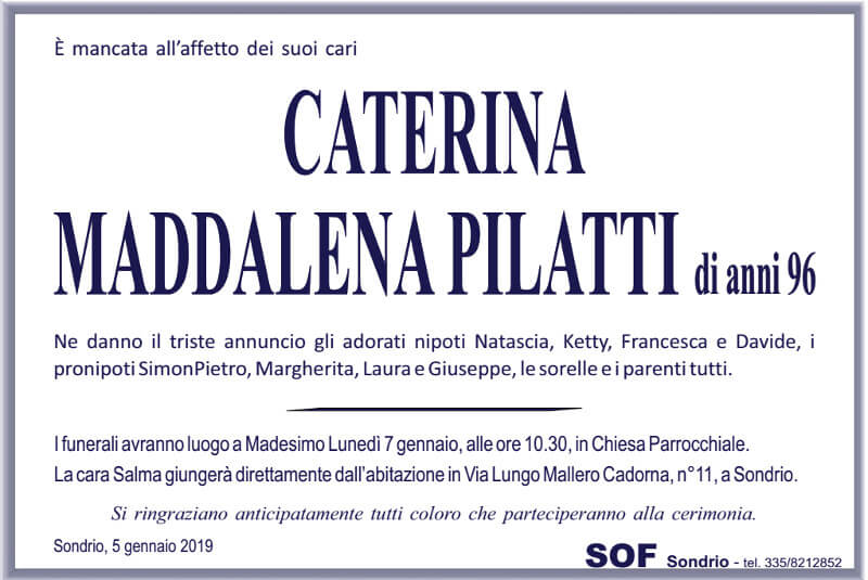necrologio Pilatti Caterina Maddalena