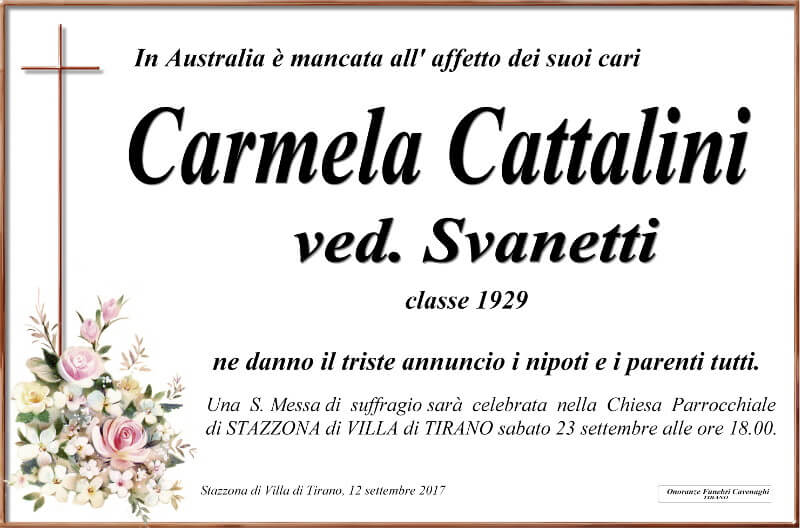 necrologio Cattalini Carmela