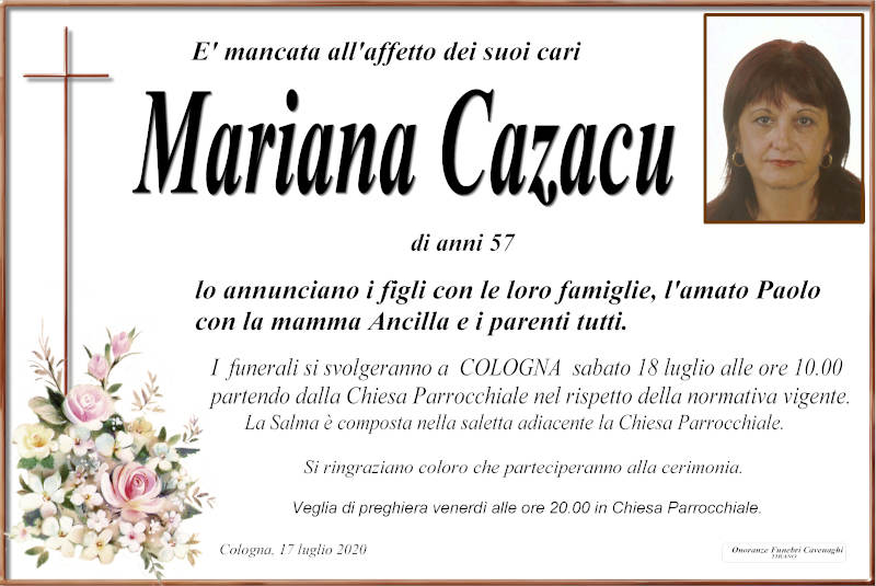 necrologio Cazacu Mariana