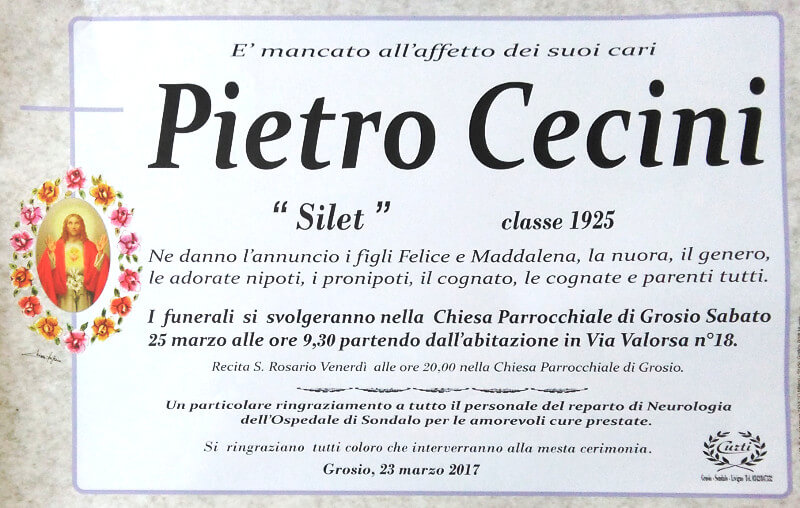 necrologio Cecini Pietro