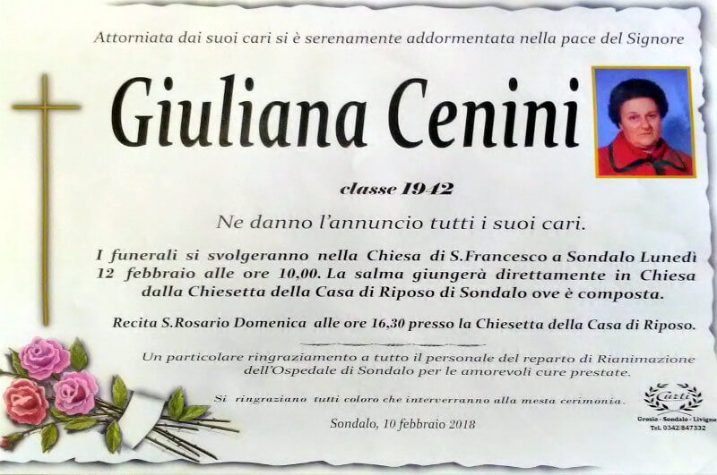 necrologio Cenini Giuliana