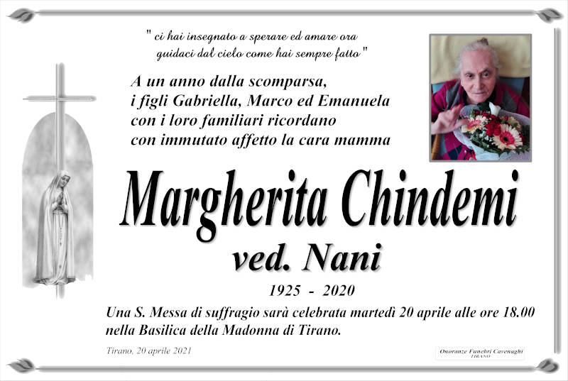 Chindemi Margherita necrologio
