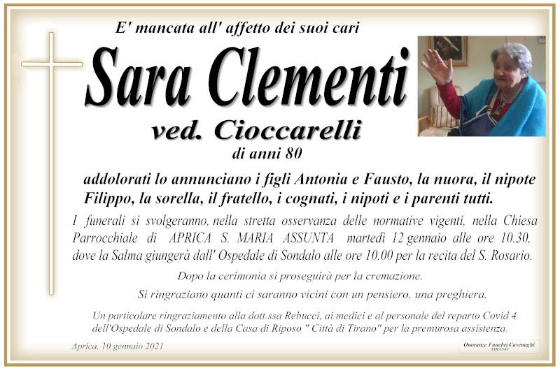 necrologio Clementi Sara