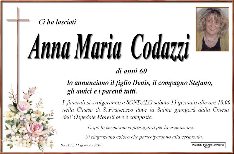 necrologio Codazzi Anna Maria