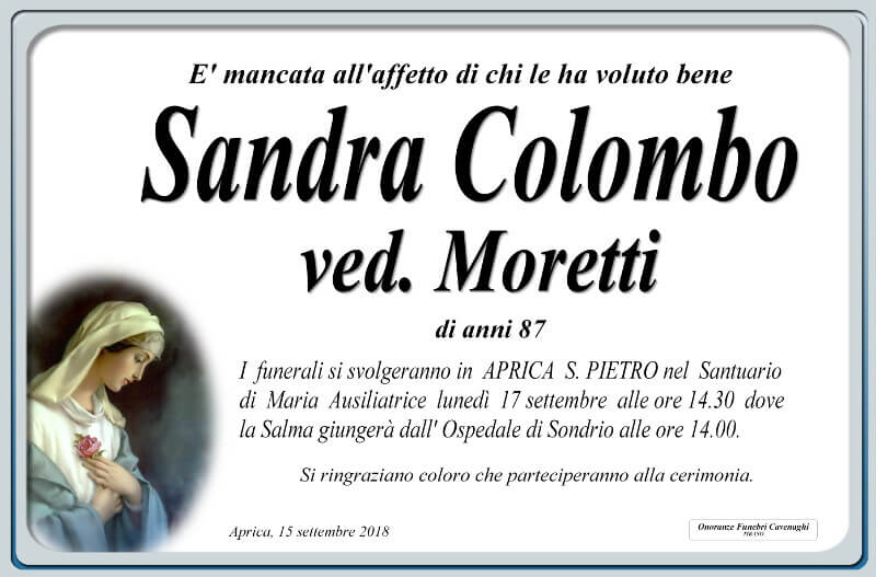 necrologio Colombo Sandra