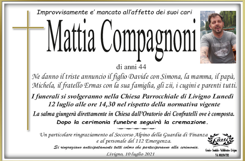 necrologio Compagnoni Mattia