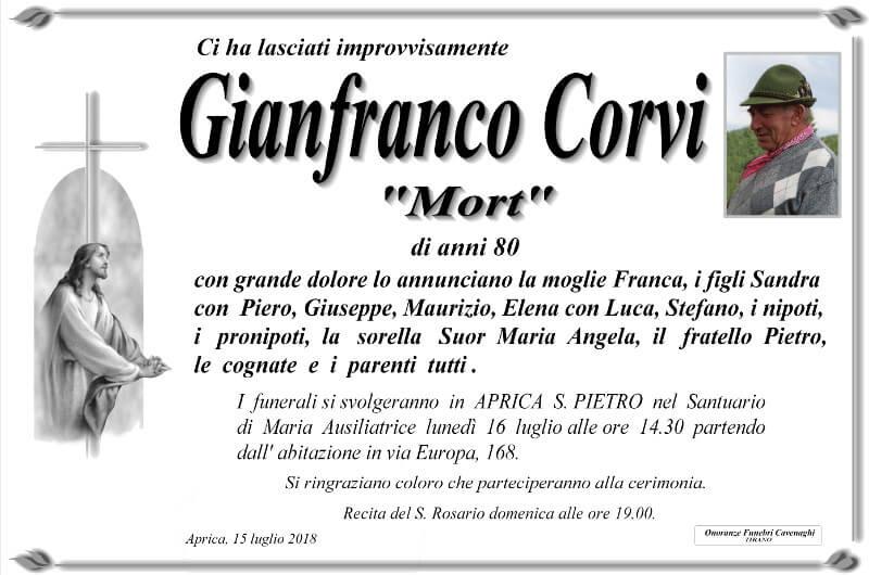 Corvi Gianfranco necrologio