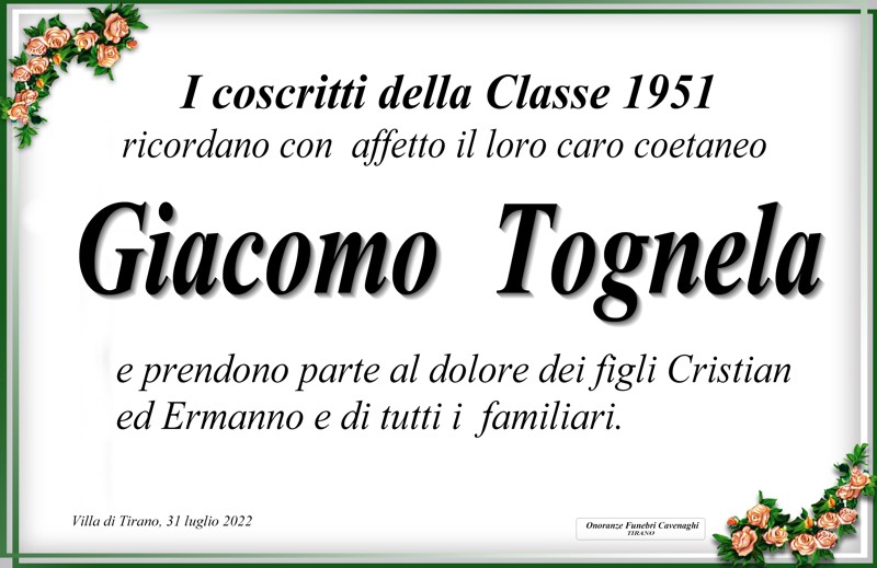 Coscritti 1951 Tognela Giacomo