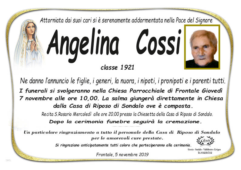 necrologio Cossi Angelina