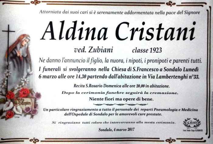 Necrologio Cristani Aldina