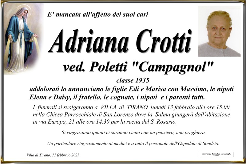 /Crotti Adriana ved. Poletti Campagnol