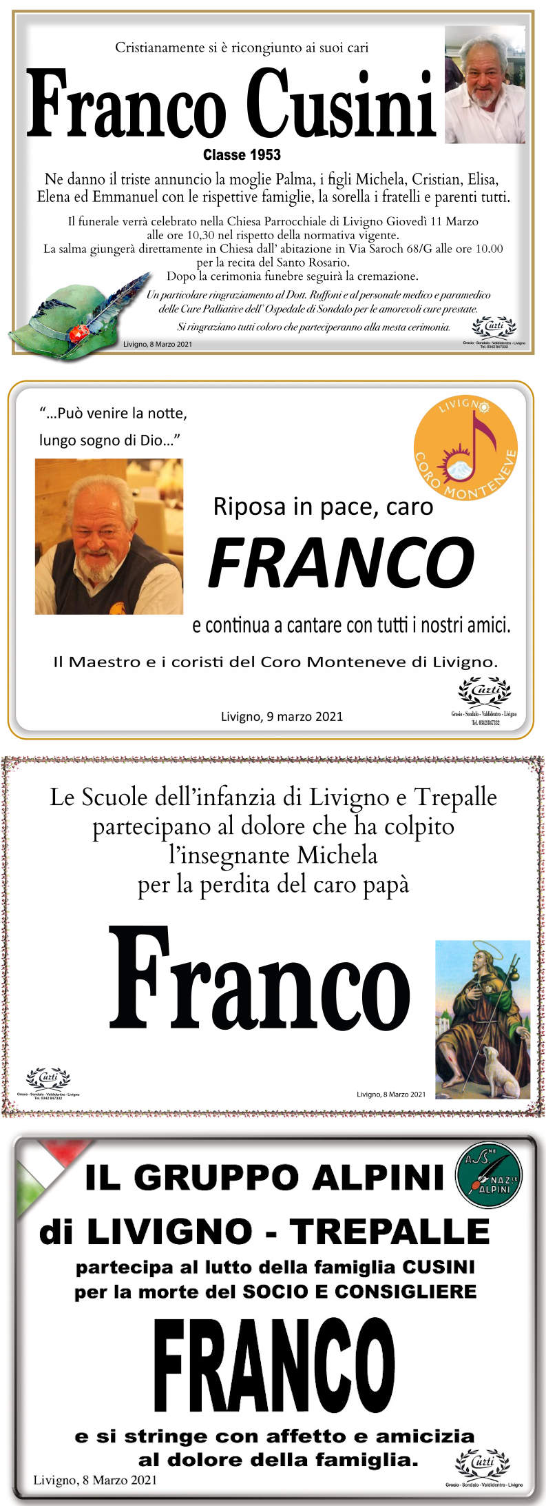Cusini Franco necrologio