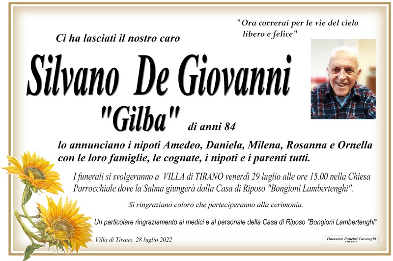 Necrologio De Giovanni Silvano