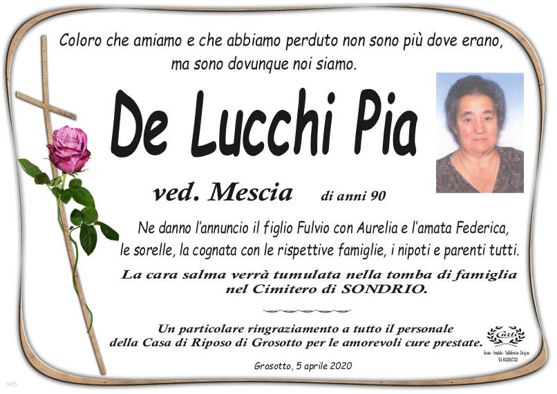 necrologio De Lucchi Pia