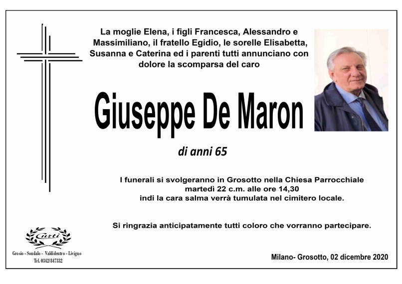 necrologio De Maron Giuseppe