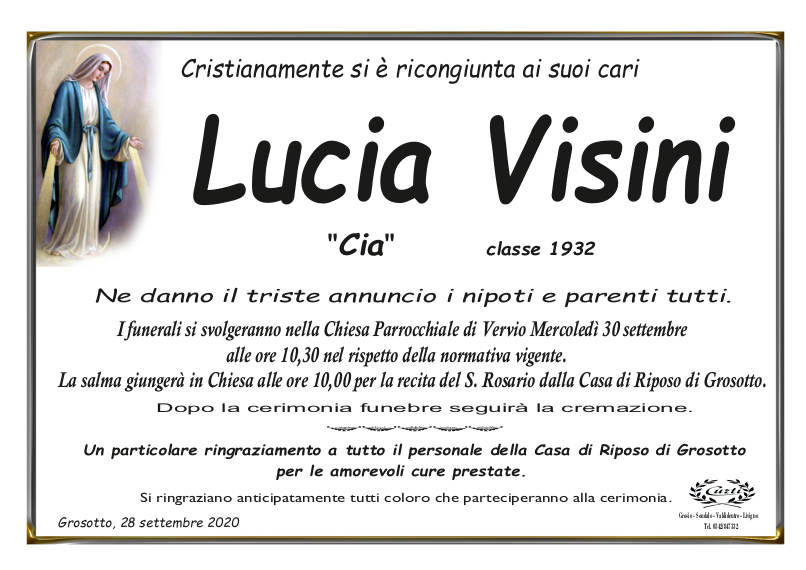 necrologio Visini Lucia