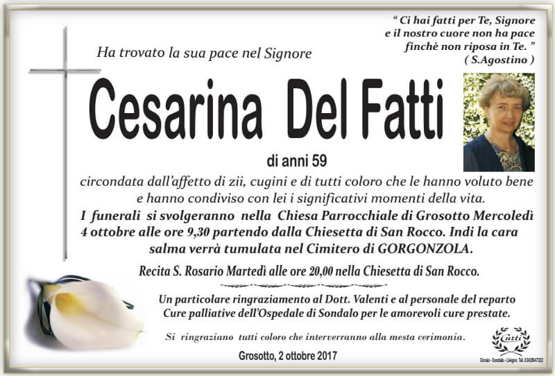 necrologio Del Fatti Cesarina