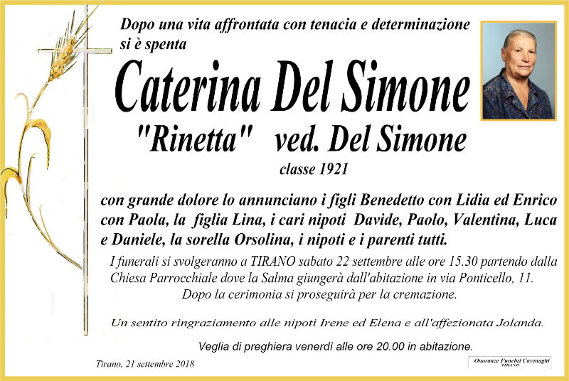 Del Simone Caterina necrologio
