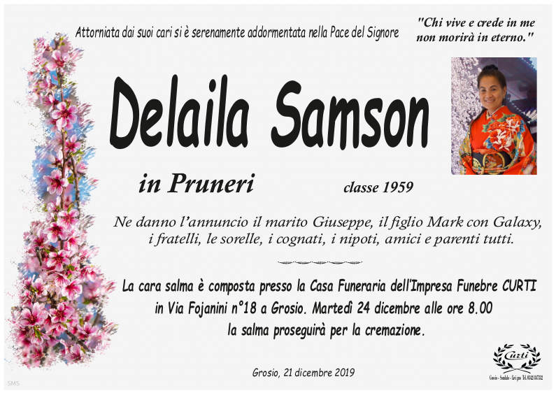 necrologio Samson Delaila