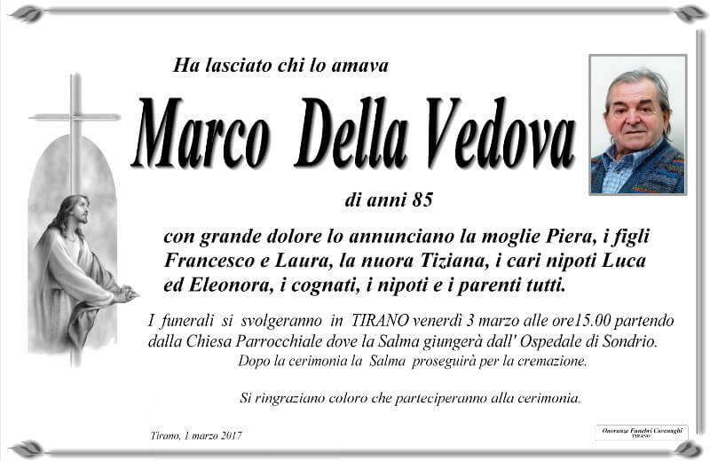 necrologio Della Vedova Marco