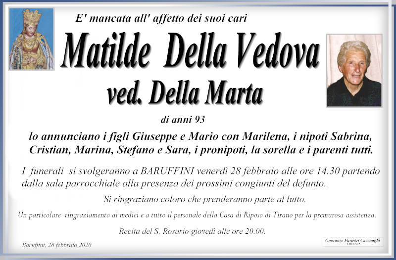 necrologio Della Vedova Matilde