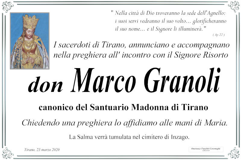 necrologio Don Marco Granoli