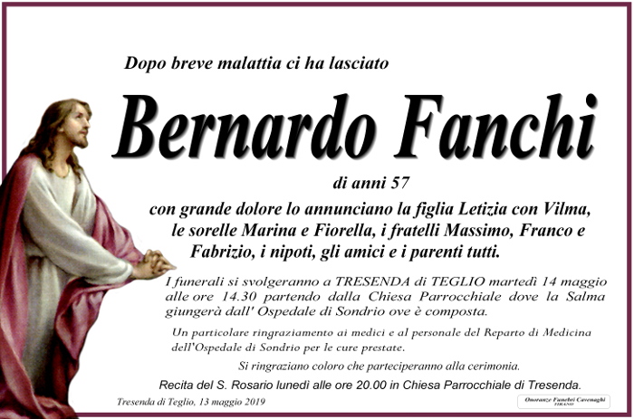 Necrologio Fanchi Bernardo