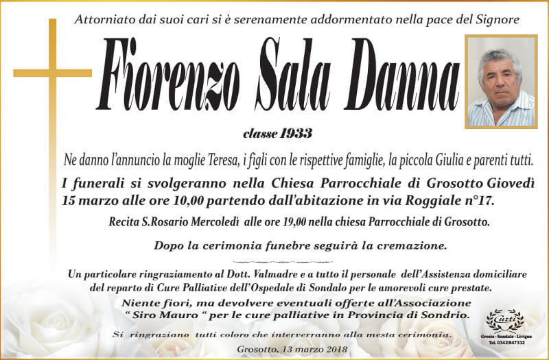 necrologio Sala Danna Fiorenzo
