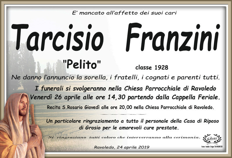 necrologio Franzini Tarcisio