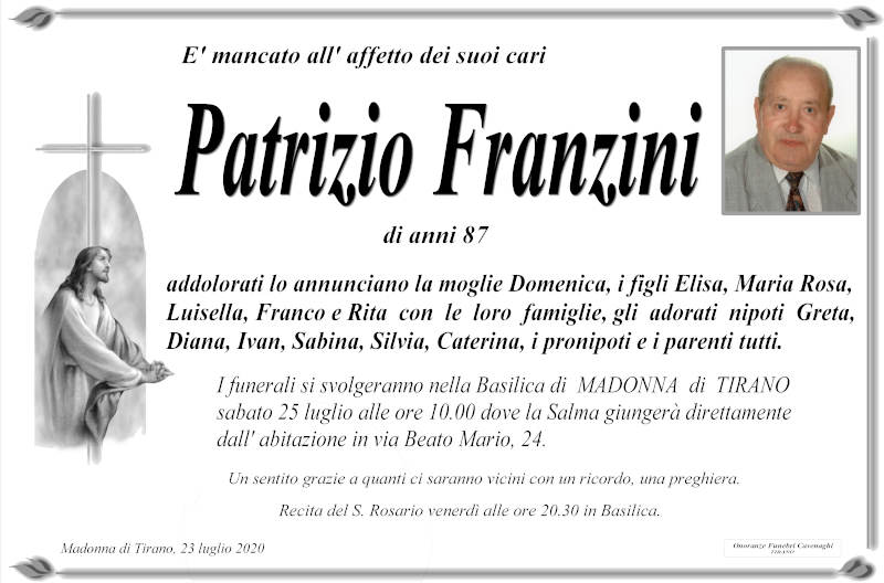 necrologio Franzini Patrizio