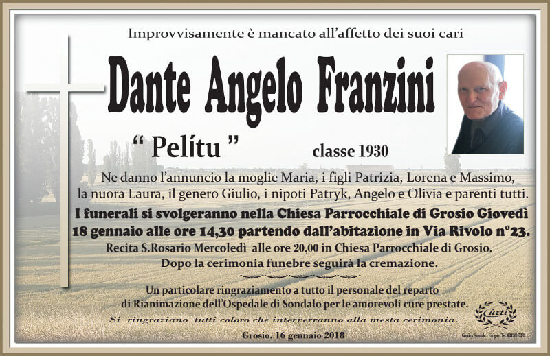 necrologio Franzini Dante Angelo