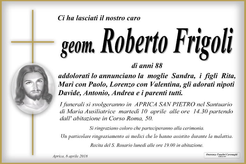 necrologio Frigoli Roberto