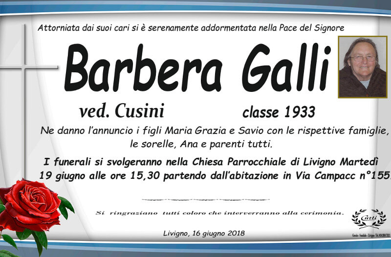 necrologio Galli Barbera