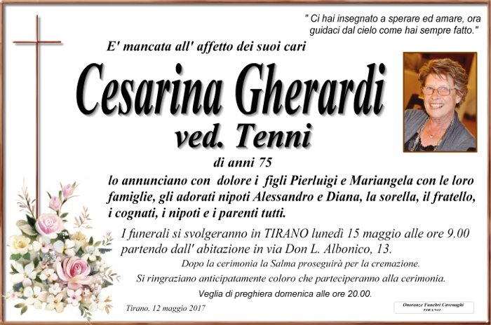 Necrologio Gherardi Cesarina