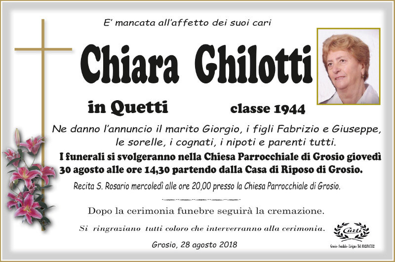 necrologio Ghilotti Chiara