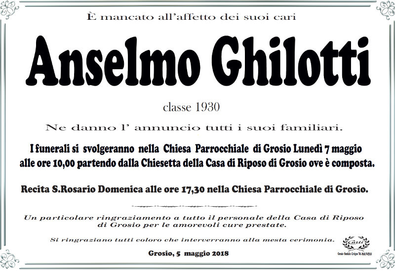 necrologio Ghilotti Anselmo