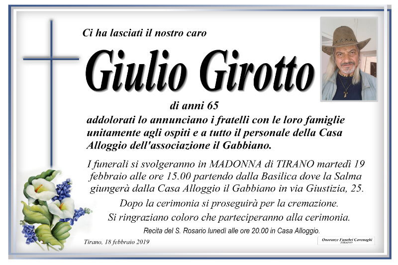 necrologio Girotto Giulio