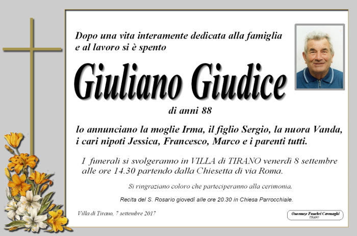 Necrologio Giudice Giuliano