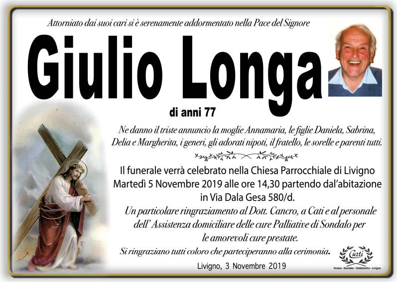 necrologio Longa Giulio