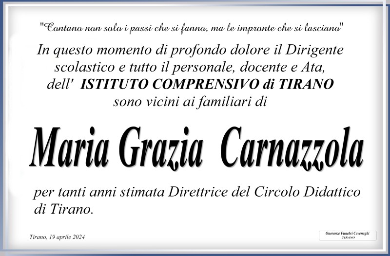 Istituto Comprensivo di Tirano per Carnazzola Maria Grazia