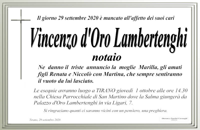 necrologio Vincenzo d'Oro Lambertenghi