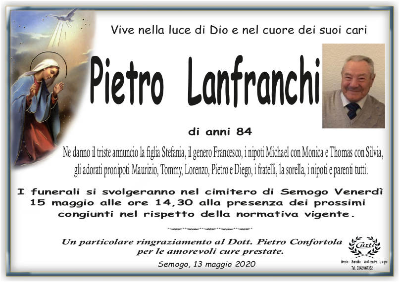 necrologio Lanfranchi Pietro