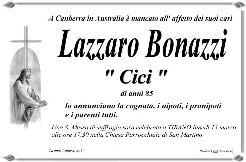necrologio Lazzaro Cici Bonazzi