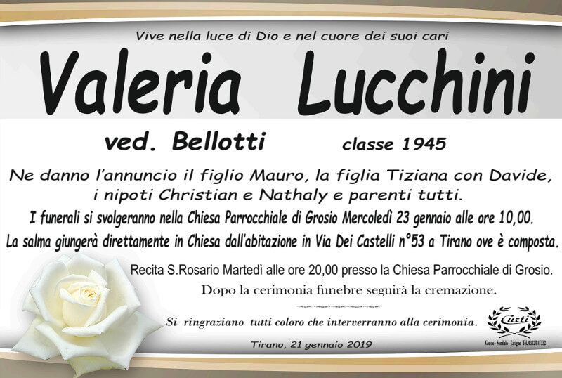 necrologio Lucchini Valeria