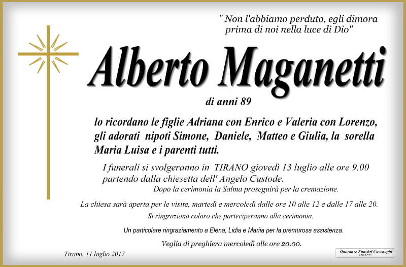 necrologio Maganetti Alberto