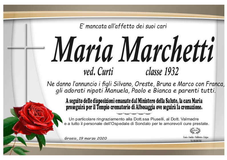 necrologio Marchetti Maria